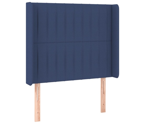 Cama box spring colchón y luces LED tela azul 80x200 cm