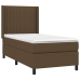 Cama box spring colchón y luces LED tela marrón oscuro 90x190cm