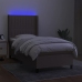 Cama box spring colchón y luces LED tela gris taupe 90x190 cm