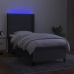 Cama box spring colchón y luces LED tela gris oscuro 90x200 cm