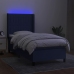 Cama box spring colchón y luces LED tela azul 90x200 cm