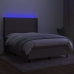 Cama box spring colchón y luces LED tela gris taupe 140x190 cm