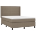 Cama box spring colchón y luces LED tela gris taupe 140x190 cm