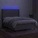 Cama box spring colchón y luces LED tela gris claro 140x200 cm