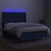 Cama box spring colchón y luces LED tela azul 140x200 cm