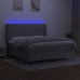 Cama box spring colchón y luces LED tela gris claro 160x200 cm