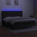 Cama box spring colchón y luces LED tela negro 200x200 cm