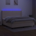 vidaXL Cama box spring colchón y luces LED tela crema 200x200 cm