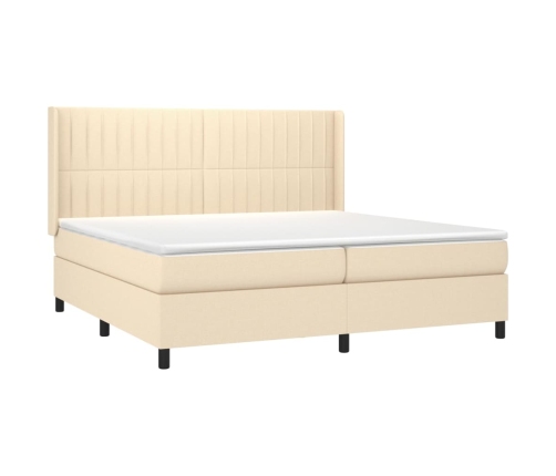 vidaXL Cama box spring colchón y luces LED tela crema 200x200 cm