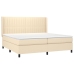 vidaXL Cama box spring colchón y luces LED tela crema 200x200 cm