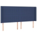 Cama box spring colchón y luces LED tela azul 200x200 cm