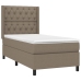 Cama box spring colchón y luces LED gris taupe 80x200 cm