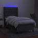 Cama box spring colchón y luces LED tela gris oscuro 90x200 cm