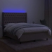 Cama box spring colchón y luces LED tela gris taupe 140x190 cm