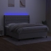 vidaXL Cama box spring colchón y luces LED tela gris claro 180x200 cm