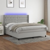 vidaXL Cama box spring colchón y luces LED tela gris claro 180x200 cm