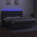 Cama box spring colchón y luces LED tela gris claro 200x200 cm