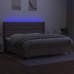 Cama box spring colchón y luces LED tela gris taupe 200x200 cm