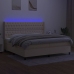 Cama box spring colchón y luces LED tela crema 200x200 cm