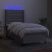 Cama box spring colchón y luces LED tela gris claro 80x200 cm