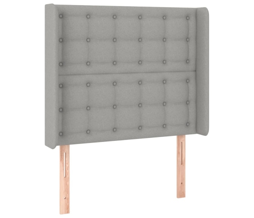 Cama box spring colchón y luces LED tela gris claro 80x200 cm