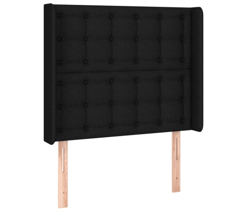 Cama box spring colchón y luces LED tela negro 90x190 cm