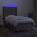 Cama box spring colchón y luces LED tela gris taupe 90x200 cm