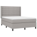 Cama box spring colchón y luces LED tela gris claro 140x190 cm