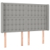 Cama box spring colchón y luces LED tela gris claro 140x190 cm