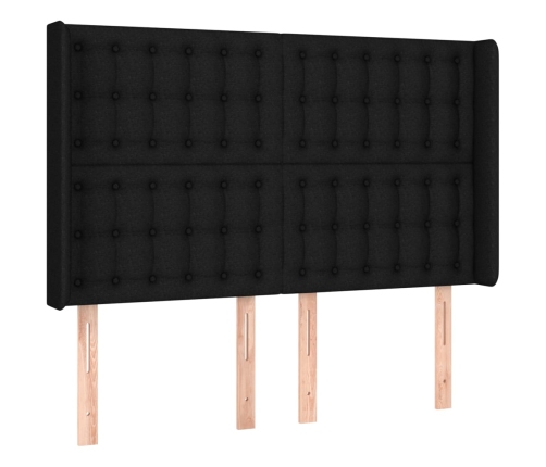 Cama box spring colchón y luces LED tela negro 140x190 cm