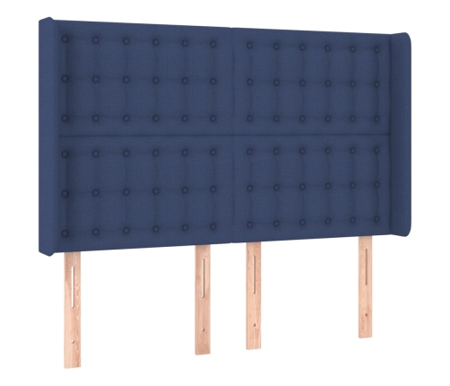 vidaXL Cama box spring colchón y luces LED tela azul 140x190 cm