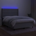 Cama box spring colchón y luces LED tela gris claro 140x200 cm