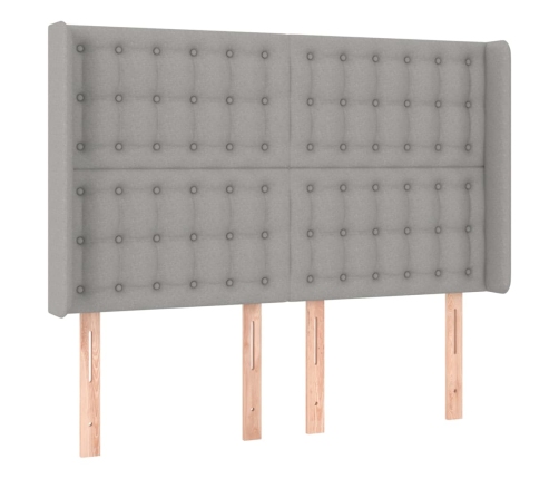 Cama box spring colchón y luces LED tela gris claro 140x200 cm