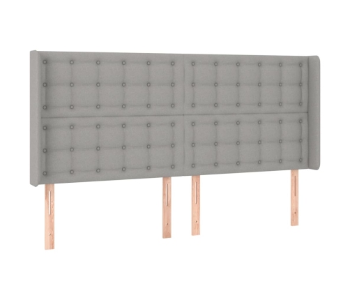 Cama box spring colchón y luces LED tela gris claro 160x200 cm