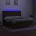 Cama box spring colchón luces LED tela marrón oscuro 160x200cm