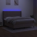 vidaXL Cama box spring colchón y luces LED tela gris taupe 160x200 cm