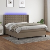 vidaXL Cama box spring colchón y luces LED tela gris taupe 160x200 cm