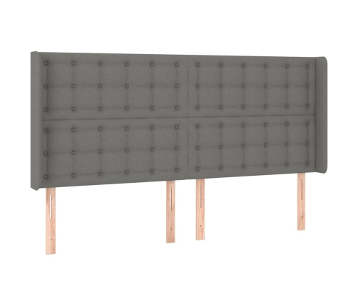 Cama box spring colchón y luces LED tela gris oscuro 180x200 cm