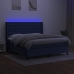 Cama box spring colchón y luces LED tela azul 180x200 cm