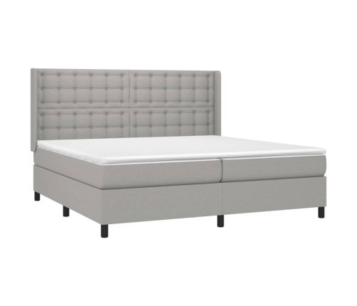 vidaXL Cama box spring con colchón tela y LED gris claro 200x200 cm