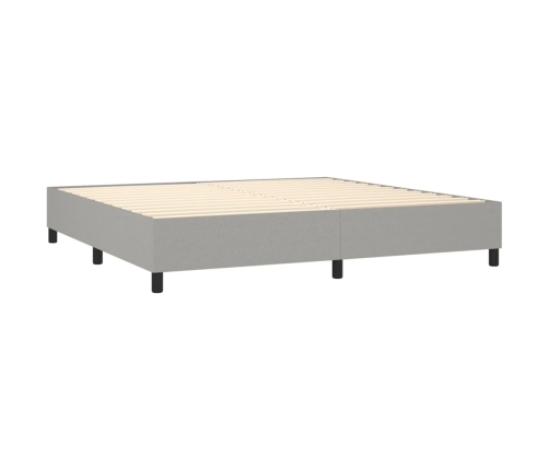 vidaXL Cama box spring con colchón tela y LED gris claro 200x200 cm