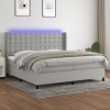 Cama box spring con colchón tela y LED gris claro 200x200 cm