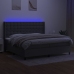 Cama box spring colchón y luces LED tela gris claro 200x200 cm