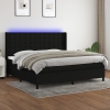 vidaXL Cama box spring colchón y luces LED tela negro 200x200 cm