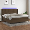 Cama box spring colchón luces LED tela marrón oscuro 200x200 cm