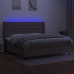 Cama box spring colchón y luces LED tela gris taupe 200x200 cm