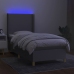 Cama box spring colchón y luces LED tela gris claro 80x200 cm