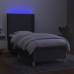 Cama box spring colchón y luces LED tela gris oscuro 80x200 cm