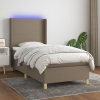 Cama box spring colchón y luces LED gris taupe 80x200 cm