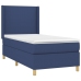 Cama box spring colchón y luces LED tela azul 90x190 cm